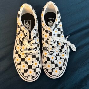 Vans Black and White Floral Checkered Sneakers